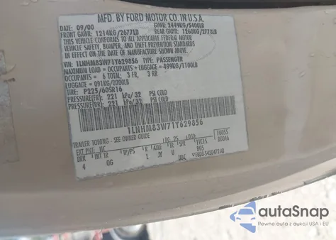 2001 Lincoln Town Car Cartier from USA, damaged, VIN 1LNHM83W71Y629856